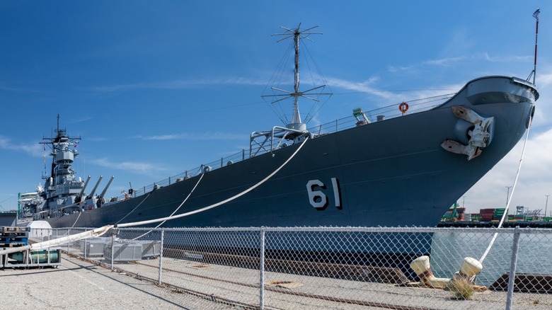 The USS Iowa moored as a museum ship