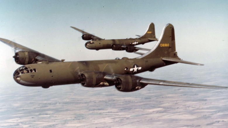 Two YB-29 Superfortresses in flight