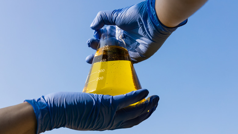 Ethanol held in glass tube