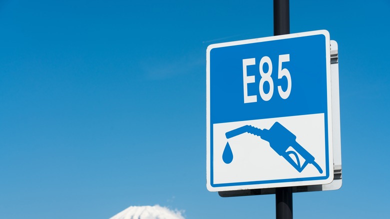 E85 gas displayed on sign