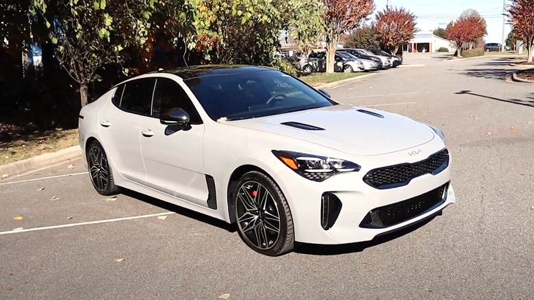 White KIA Stinger GT1 parked in lot