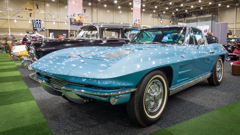 Blue split window corvette on display