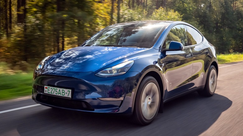Tesla Model Y road driving
