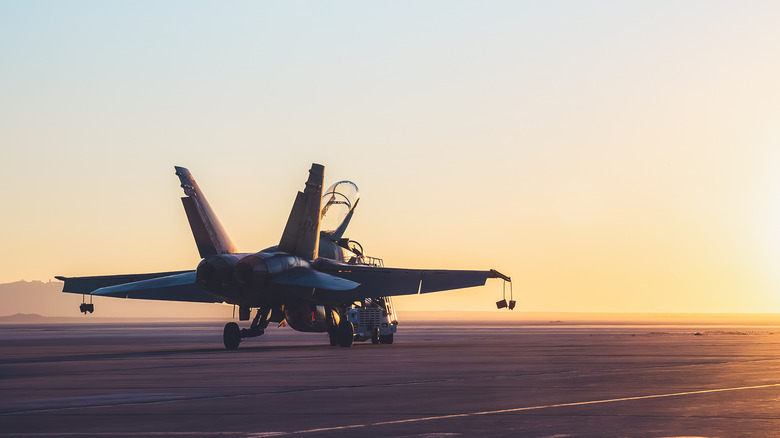 fighter jet on runway
