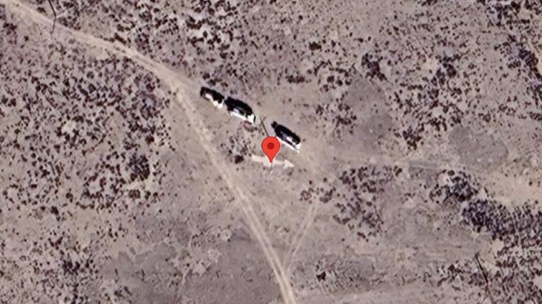 Google maps image of concrete arrow in Bryon WY