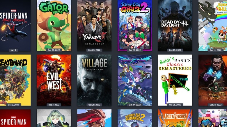 Steam library with games