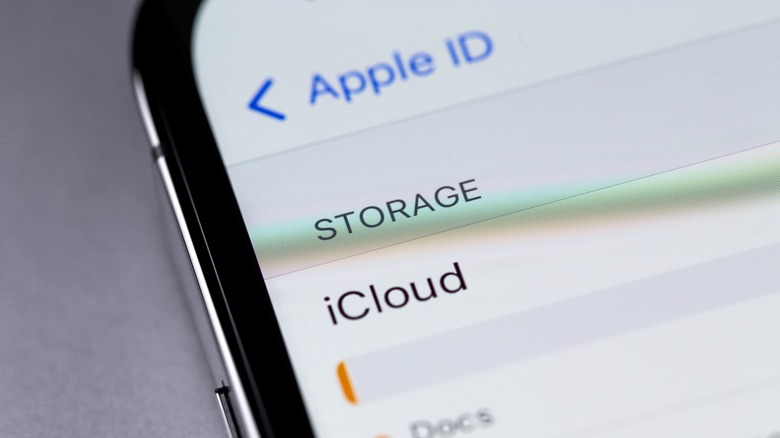 iCloud menu on an iPhone