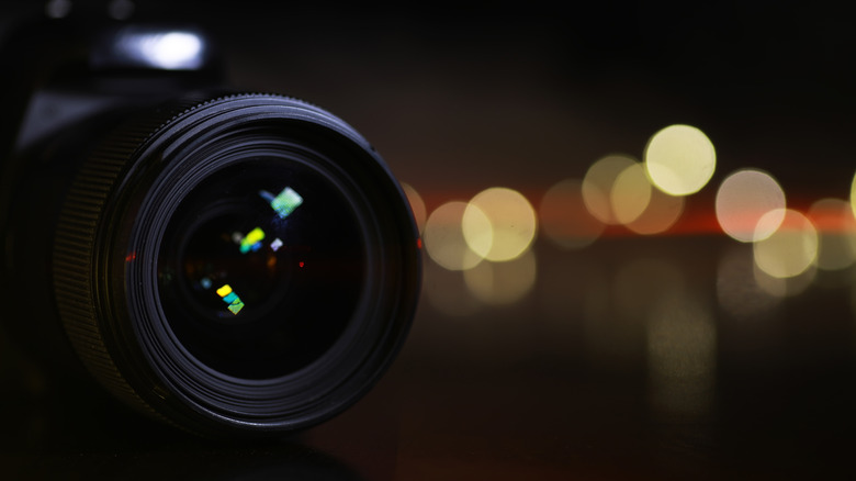 A close up of a camera lens