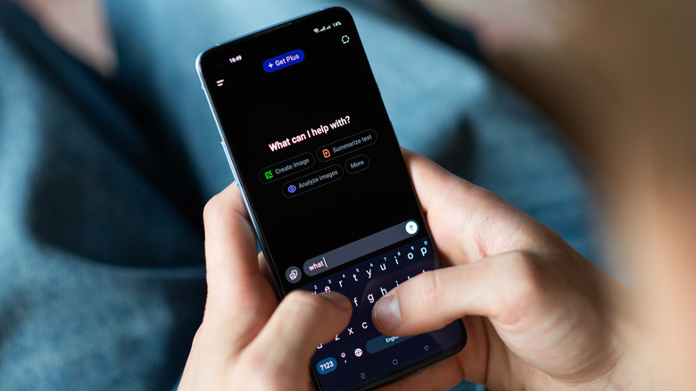 person using ChatGPT on mobile