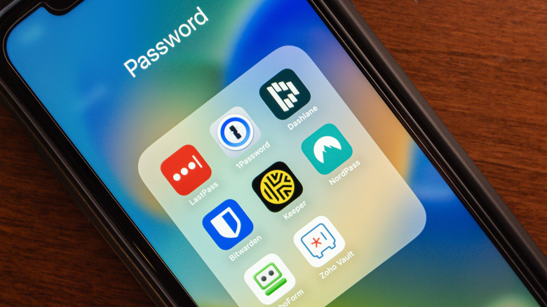 Password manager apps installed on a smartphone