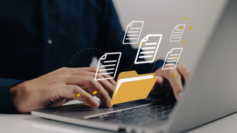 data transfer illustration on laptop