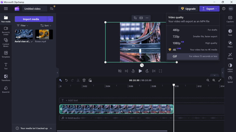converting video to GIF in Clipchamp