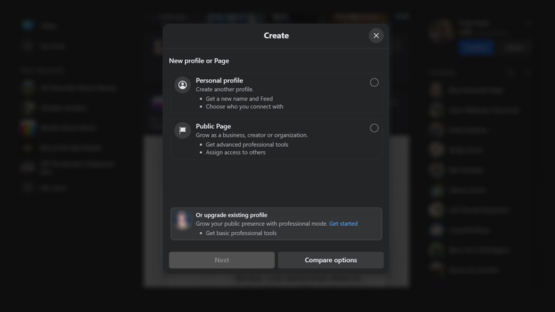 Create additional Facebook profile window