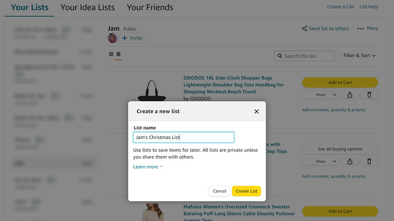 Create new wishlist amazon desktop
