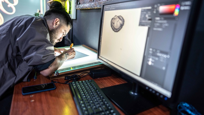 person working with image editing software