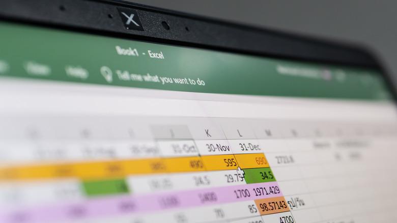 photo of a computer screen displaying Microsoft Excel