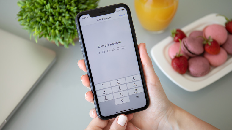 hand iPhone requesting password