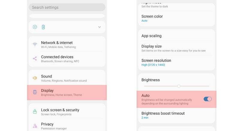 Android display screenshots