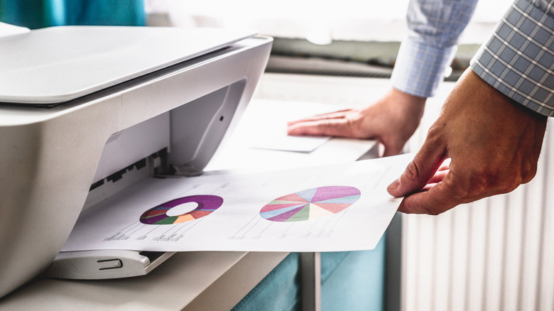 man printing a test page