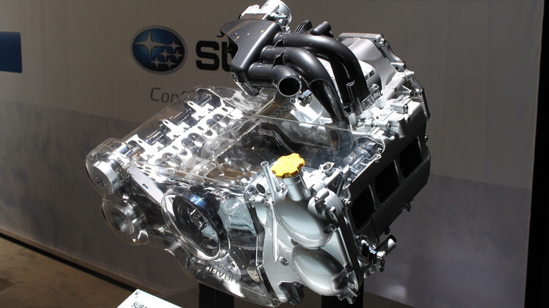Subaru 3.6-liter boxer on display