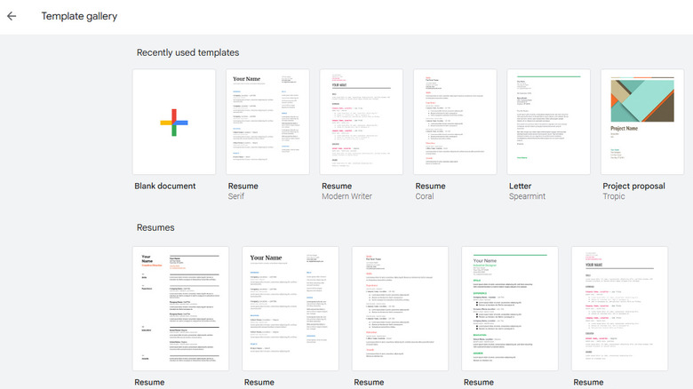 Templates in Google Docs