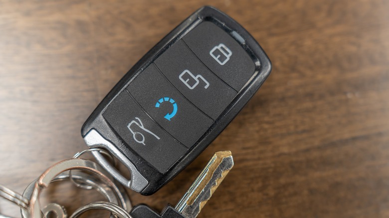 A vehicle remote starter key fob