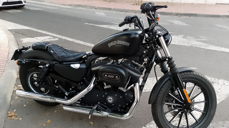 A Harley-Davidson motorcycle parked.