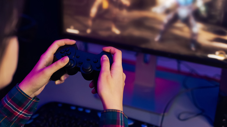 Man using game controller