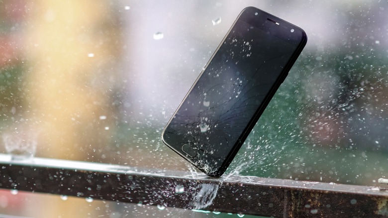 Phone wet in the rain
