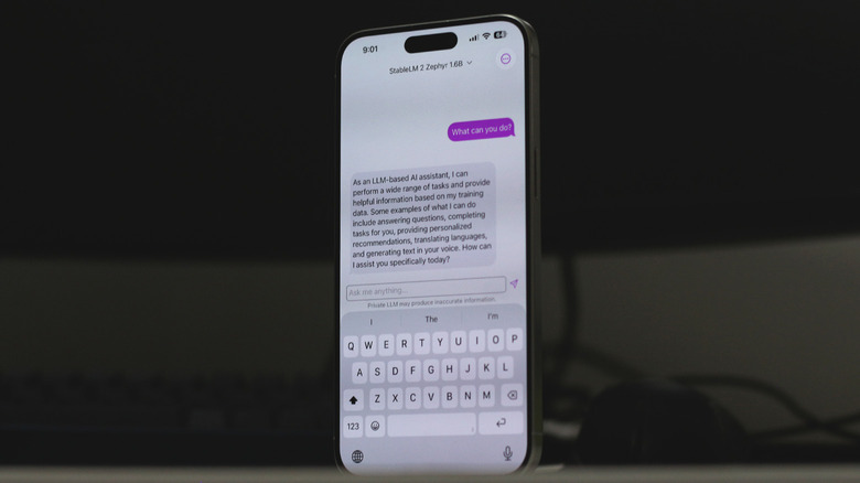 Using an offline AI chatbot on iPhone