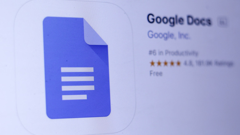 Google docs app page