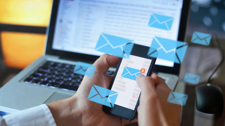 Person reading emails