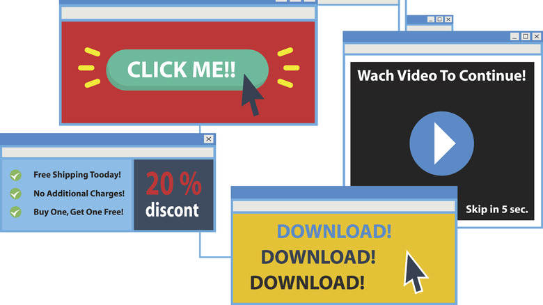 Illustration of multiple pop-up ad windows