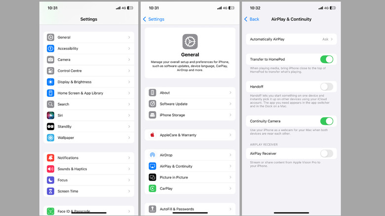 Handoff feature turned off on iPhone Settings