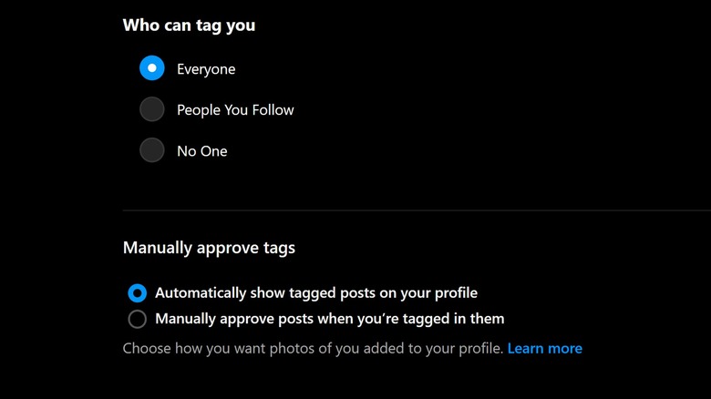 instagram who can tag you settings