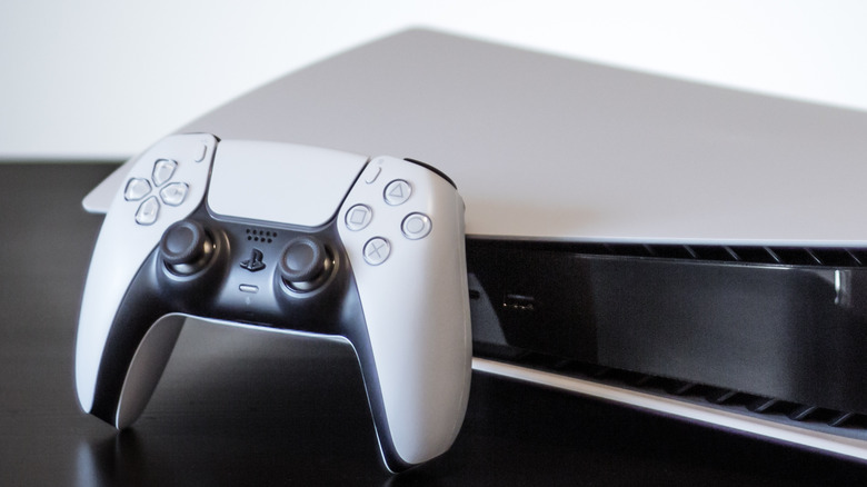 PS5 controller with console