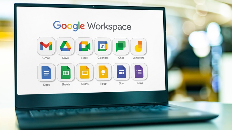 Laptop computer displaying Google Workspace