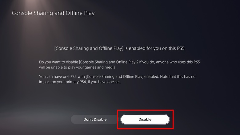 PS5 console sharing screenshot