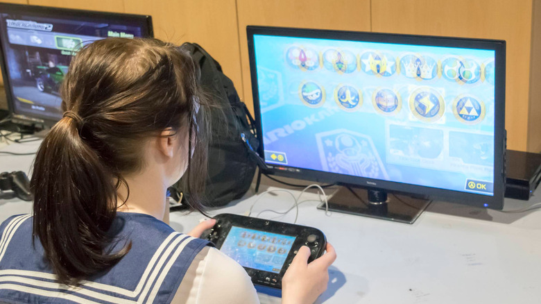 Girl playing Wii U