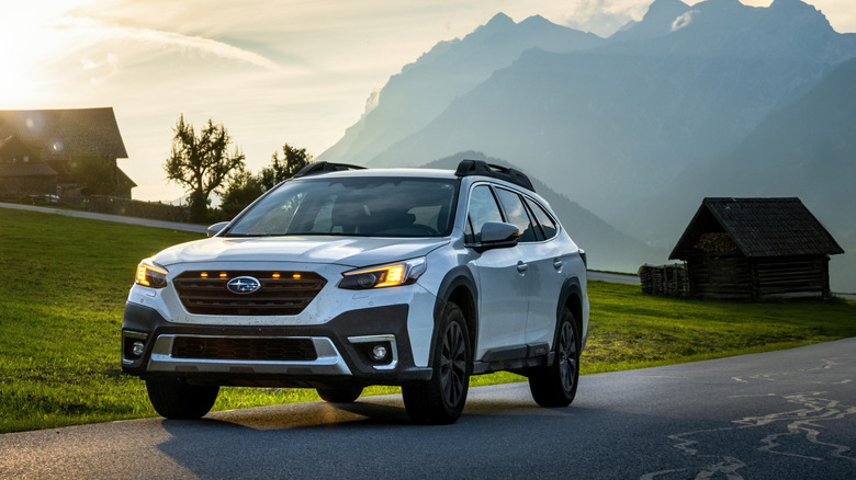 Subaru Outback on mountain road