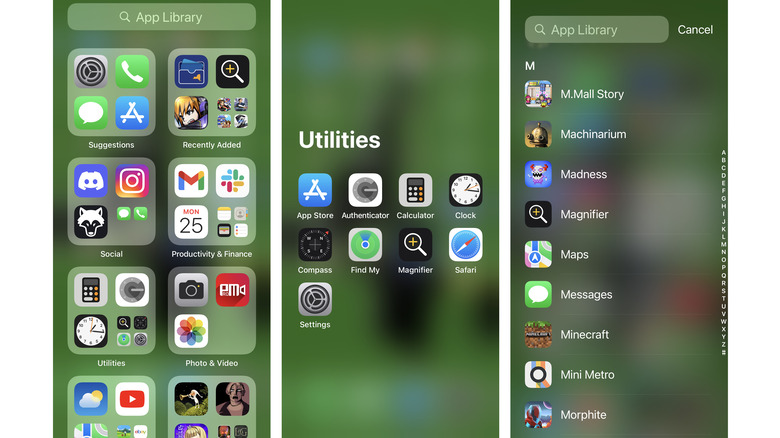 App Library interface