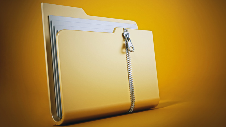 3d zip folder icon with yellow background