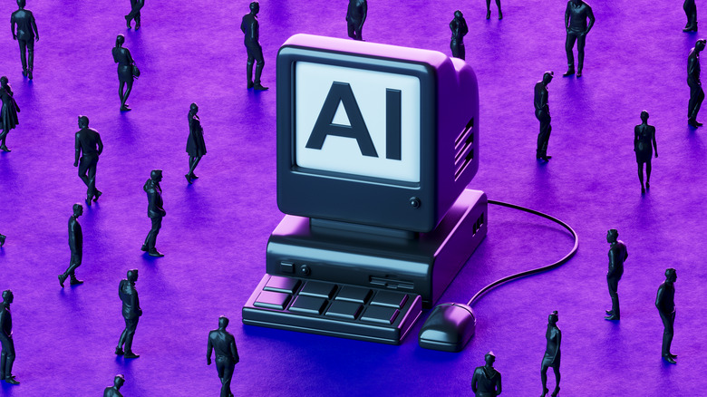 Illustration of AI surrounded by humans.