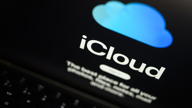 The iCloud login screen on a laptop