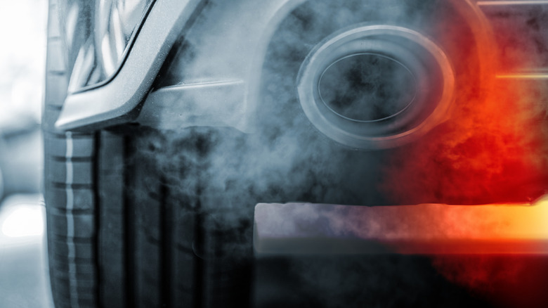 Fumes coming from car exhaust pipe