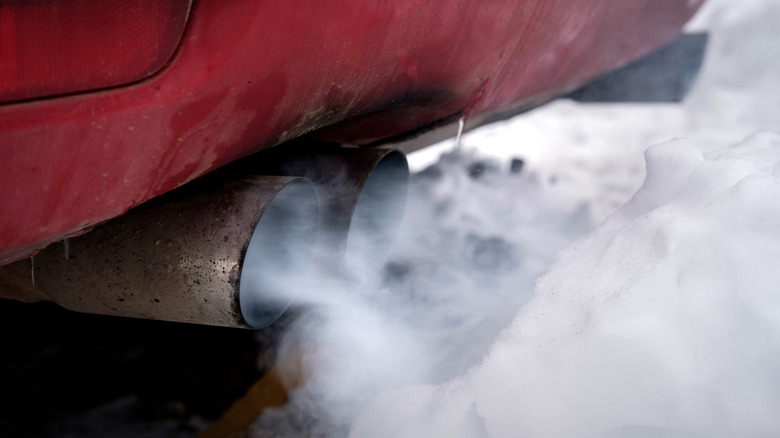 White smoke billowing from car exhaust