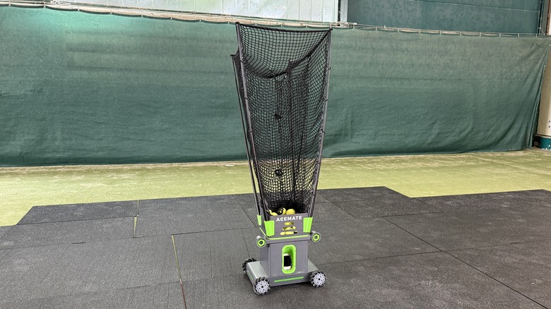 Acemate robot on a tennis court