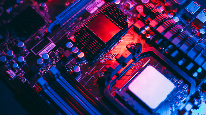 Closeup shot motherboard