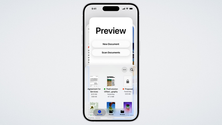Using the Preview app on iPhone, on a white background