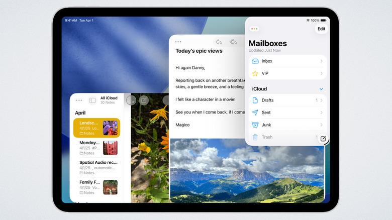 iPad with multiple windows open